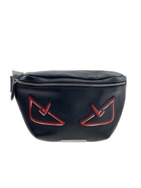 Fendi Monster Shoulder Bag Leather Black